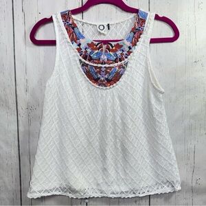 Akemi + Kin Boho Lace Tank Embroidered Floral Festival Cottagecore Top S Indi